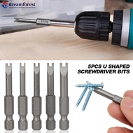 DREAMFOREST 5Pcs U Shaped Screwdriver Bits 1/4 Hex Magnetic Batch Head Set 50mm Length for Hand Tool