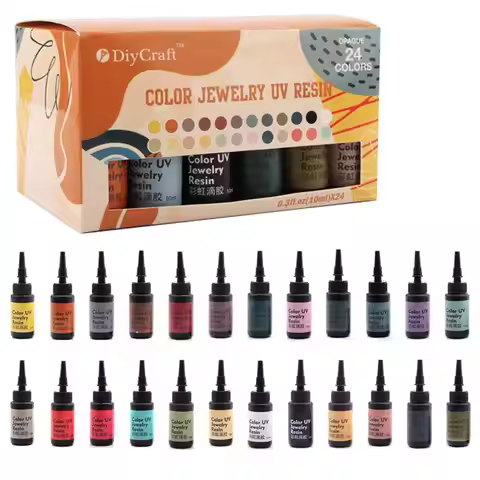 12/24pcs Colors Epoxy Resin UV Glue Kit Ultraviolet Curing UV Resin Glue DIY Epoxy Jewelry Making Su