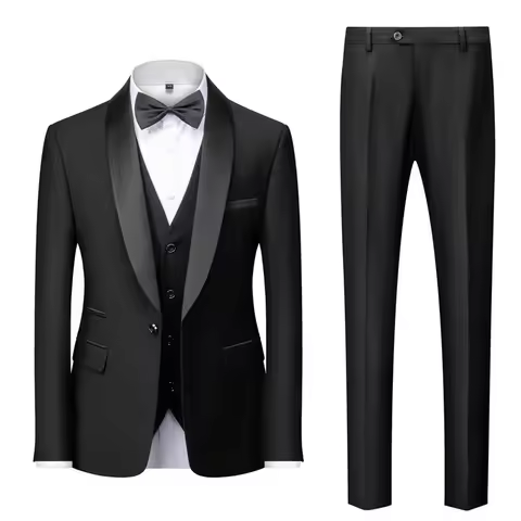 M-6XL Men's Casual Business Have Smoking Suit High End Brand Boutique Fashion Blazer Vest Pants Groo