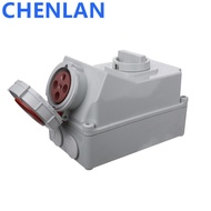 Mechanical Link with Switch Socket Three-Phase Four-Hole 63A 3P+E 380-415V IP67 Waterproof Anti-Narr