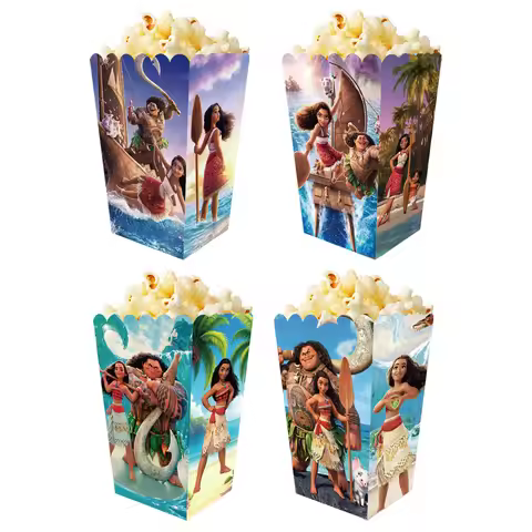 12Pcs Moana Popcorn Box Party Favor Treat Box for Birthday Party Decorations DIY Candy Cookies Box P