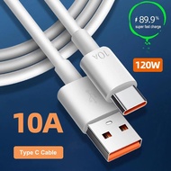 10A 120W Type C เคเบิล สายชาร์จเร็วสุด สำหรับ for Huawei Mate P50 P40 Xiaomi Samsung ข้อมูลสายไฟ Universal USB C สายชาร์จด่วน