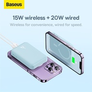 Baseus 20W Power Bank 10000MAh แบตสำรองแม่เหล็ก แบตเตอรี่ไร้สายชาร์จแบตเตอรี่สำรองพกพาได้ได้สำหรับ i