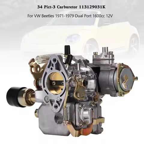 34 Pict-3 Carburetor 113129031K For VW Beetles 1971-1979 Dual Port 1600cc 12V