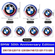 7Pcs/Set BMW 50th Anniversary Front and Rear Grille Logo KITH Steering Wheel Logo Sticker Hubcap For