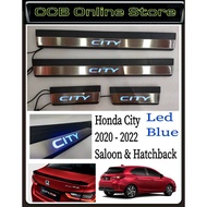 HONDA CITY New Saloon &amp; Hatchback 2020 - 2024 Stainless Steel Led Door Side Sill Step Plate - Led Blue (Plug and Play)
