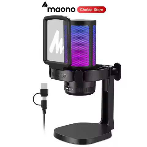 MAONO DGM20 Gaming Microphone for PC Condenser Microphone RGB USB Mic - Mic Gain Noise Reduction for