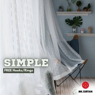 MR.CURTAIN Simple Plain Sheer Langsir Lace Bersulam Bunga Siap Jahit Cangkuk & Ring / Ready Made Day