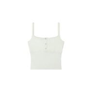 STUDIO UNKNOWN - Spaghetti Ribbed Top  เสื้อกล้ามสายเดี่ยวตกแต่งกระดุมโลโก้