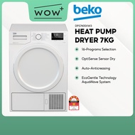 Beko DPS7405XW3 Heat Pump Dryer - 7KG, Featuring OptiSense 16-Programs EcoGentle Auto-Anticreasing