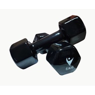 Vinsa 6kg rubber dumbbells covered with high quality iron