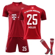 NO.9 Robert Lewandowskis ผู้ใหญ่เด็กเสื้อยืดแขนสั้นกางเกงขาสั้น2122 FC Bayern Munchens Red Home Kit 