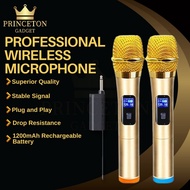 Wireless Microphone UHF Dual Cordless Dynamic Mic System with Rechargeable Receiver for karaoke Singing Dj Microphone
