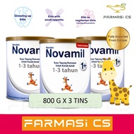 Novalac Novamil 1+ 1-3 Tahun 800g x 3  (TRIPLE PACK)  EXP:04/2025