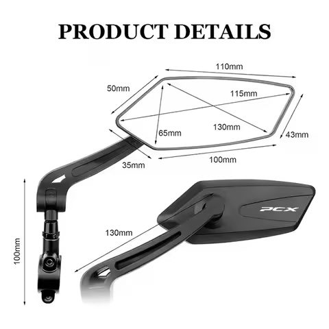 For PCX HONDA PCX125 PCX150 PCX 150 ADV150 TRANSALP Square Motorcycle Mirror Adjustable Rearview Mir