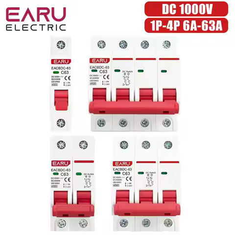 1P 2P 3P 4P DC 1000V MCB Solar Mini Circuit Breaker Overload Protection Switch 6A 10A 16A 20A 25A 32