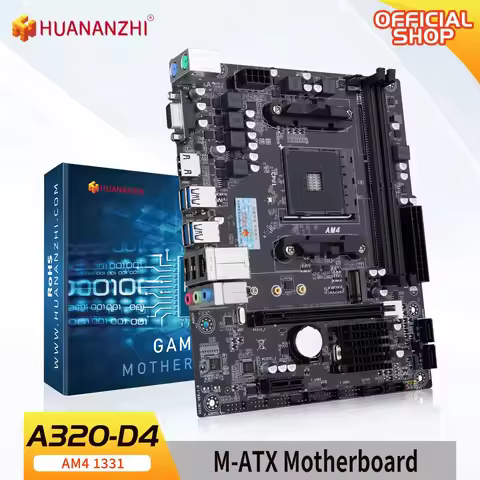 HUANZHI A320 AM4 Motherboard supports AMD Socket AM4 Ryzen Series CPU M.2 NVMe DDR4 Dual Channel Gam
