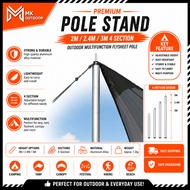 2 Unit 2M/2.4M 4 section Outdoor Multifunction Flysheet Tent Pole Camping Awning Rod Stand Extending