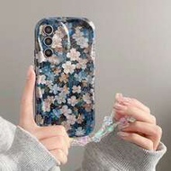 1pc Floral Cluster + Small Flower Beaded Bracelet Cream Texture Soft Shell Anti-Drop Cream Case Asym