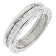 Pre-owned BVLGARI B-zero1 ring, size 9.5, eternity, 18K white gold with diamonds, approximately 6g, 