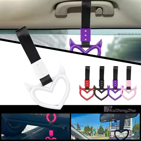 JDM Zurikawa Ring Bus Handle Devil Heart Modified Racing Handle Hand Strap Loops Bumper Bus Car Drif