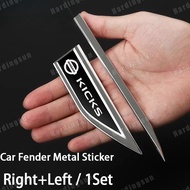 Nissan Kicks Car Stainless Steel Car Door Fender 3D Metal Side Logo Stickers（Left And Right) Creativ