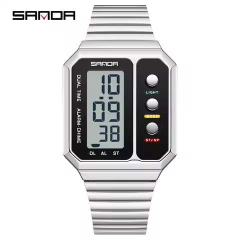 SANDA 2222 Multifunction Men Digital Watch Alarm Clock Stopwatch Calendar 50M Waterproof Luminous Sp