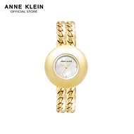 Anne Klein AK4100MPGB0000 White Mother of Pearl Dial Gold Tone Round Watch with Gold Tone Brass Band