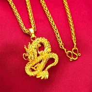 cod Mens 9999 24K Real Gold Male Pendant Fried Dough Twists Domineering Chain Dragon Pendants Neckla
