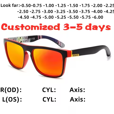 Outdoor Sport Square Myopia Lens Prescription Sunglasses Men Polarized Driving Anti-Glare Myopes Lun