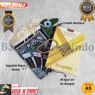 Gift Box HAMPERS Mika Isi Al Quran sajadah & tasbih mutiara cantik- Hadiah Paket Kado islami kado ba