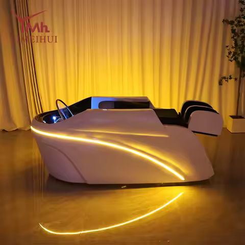 Salon Head Spa Shampoo Massage Bed Synthetic Leather Head Therapy Bed Automatic Massage Shampoo Chai
