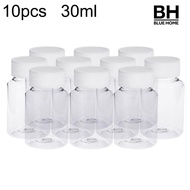 【BH】10Pcs 30ml Transparent Plastic Pill Bottles Salt Candy Case Storage Container