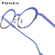FONEX Acetate Titanium Glasses Frame Women New Fashion Brand Design Vintage Retro Polygon Eyeglasses