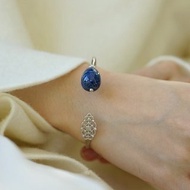 小尾巴青金石925銀手鐲纖細開口可調節 文藝復古 優雅古典