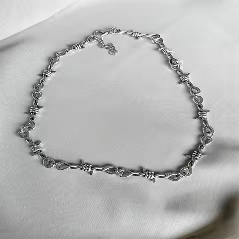 Y2K Barb Wire Choker Chain - Thorned Y2K punk chain - Gothic y2k chain necklace -Barbed Wire Choker 
