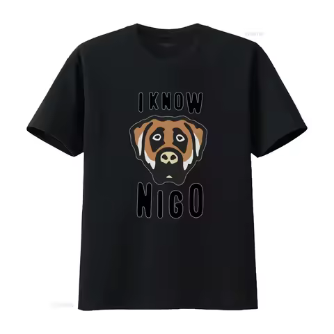 Cute Dog Print T Shirt for I Know Nigo Design Soft Cotton in White Small vintage Washed designer clo