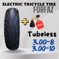 FREEGIFT tayar 3.00-8 tubeless basikal elektrik tyre 3 wheel electric scooter tayar kereta sorong 3.