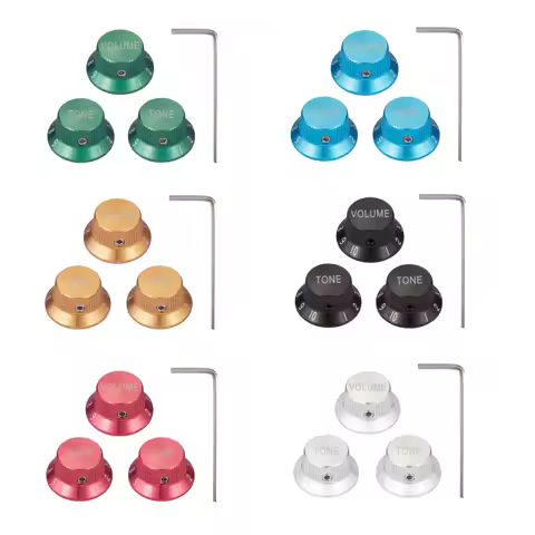KAISH Metal 1/4" Universal Strat Potentiometer Knobs Aluminium Volume Tone Top Hat Pots Knobs for ST