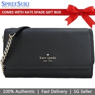 Kate Spade Handbag In Gift Box Crossbody Bag Woc Chain Wallet Crossbody Refined Grain Leather Black # K6017