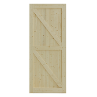 ประตูไม้สน บานทึบทำร่อง PW-SK10G 80x200ซม. GREAT WOOD