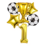 6pcs/set football balloon set, golden number trophy balloon, decoration for children's birthday part