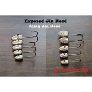 H017 - Exposed Jig Head Hook/ Ajing Fishing Hook/ Rock Fishing / UL Fishing Game 2g 3g 5g 7g 10g