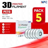 (แพ็ค5)เส้นพลาสติก 3D PETG Transparent Colour/Color/3D PETG/PETG/3D Filament for 3D Printer 1.75 mm 