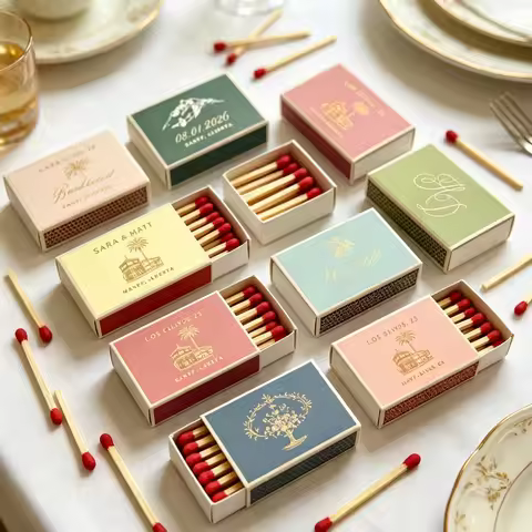 Personalized Elegant Foiled Wedding Matchboxes Gold Foil Custom Matches Box The Perfect Match boxes 