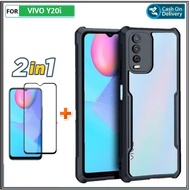Vivo Y20i Y12A Y20A Armor Case Free Tempered Glass 2-in-1 Package