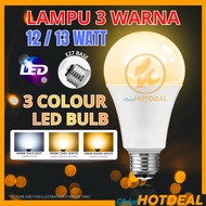 12W E27 LED Bulb 3 Colour Lampu 3 Colour Mentol LED 3C Bright Light Bulb Tahan Lama  Lampu Rumah Jim