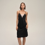 Silk Satin Sling One-Piece Nightdress Ladies Summer Solid Lace Edge Pajamas Dress Sexy Comfortable S