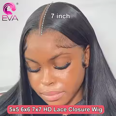 Eva Hair Glueless Wigs 7x7/6x6/5x5 HD Lace Closure Wigs Silk Straight Melt Skins Deep Part Ready to 