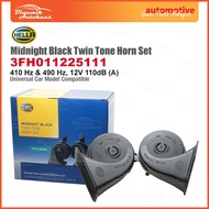 Hella Midnight Black Twin Tone Horn Set (Hon Kereta Kuat Bunyi) Car BM Horn Set 12 Volt 410 Hertz &amp; 490 Hertz (1 Pair)